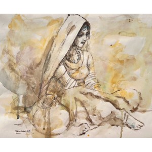 Moazzam Ali, 20 x 24 Inch, Watercolor on Paper, Figurative Painting, AC-MOZ-112